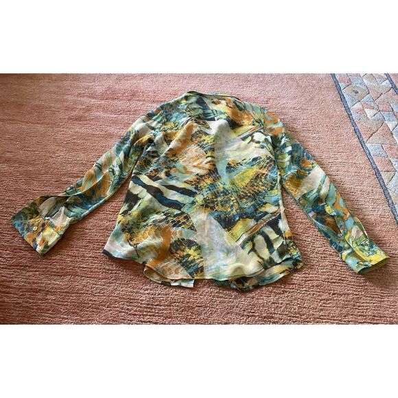 Pure Amici 100 % Silk Button Down Blouse Size S Multicolor Abstract Print - Picture 9 of 9